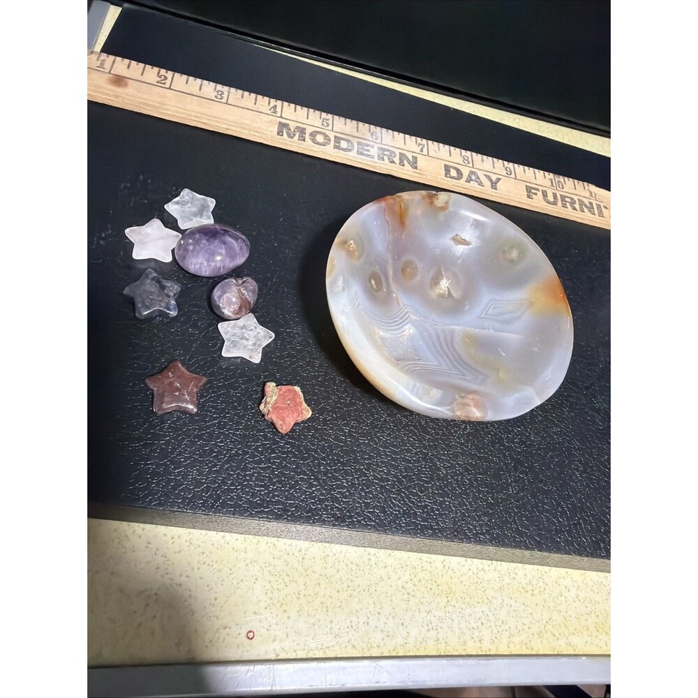 Polished Agate Bowl With Different Stones